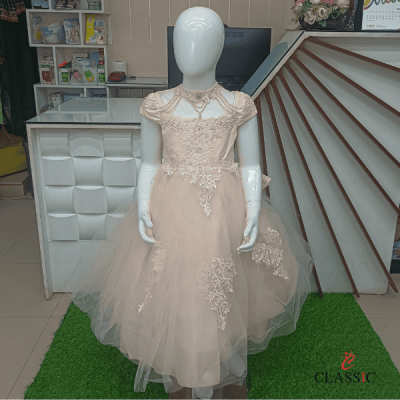 Light Peach Party Frock for Baby Girls