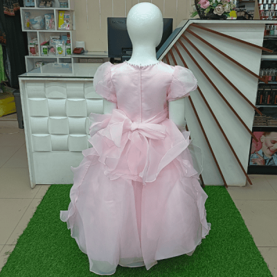 Elegant White & Pink Party Frock