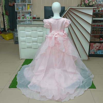 Premium White and Pink Party Frock For Girls