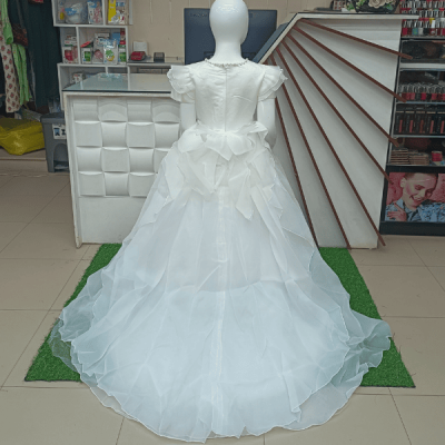 Premium White and Pink Party Frock For Girls