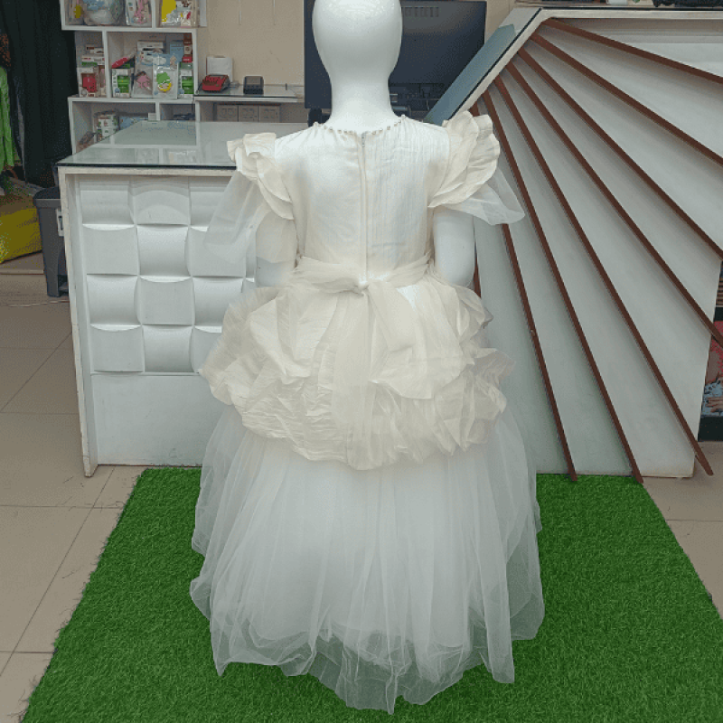 White & Cream Party Frock for Baby Girls