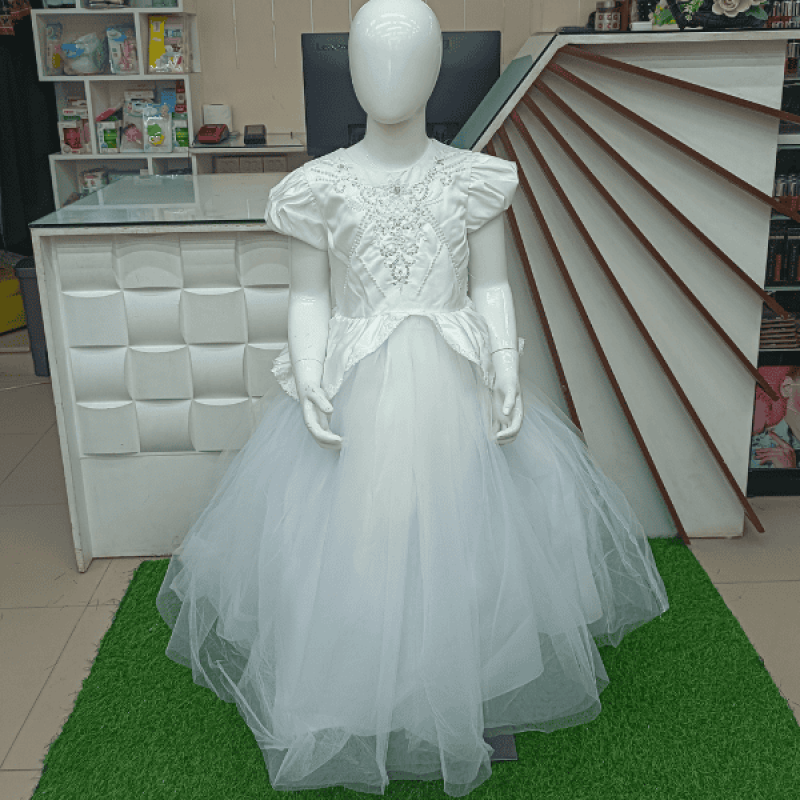 Elegant White Party Frock for Baby Girls