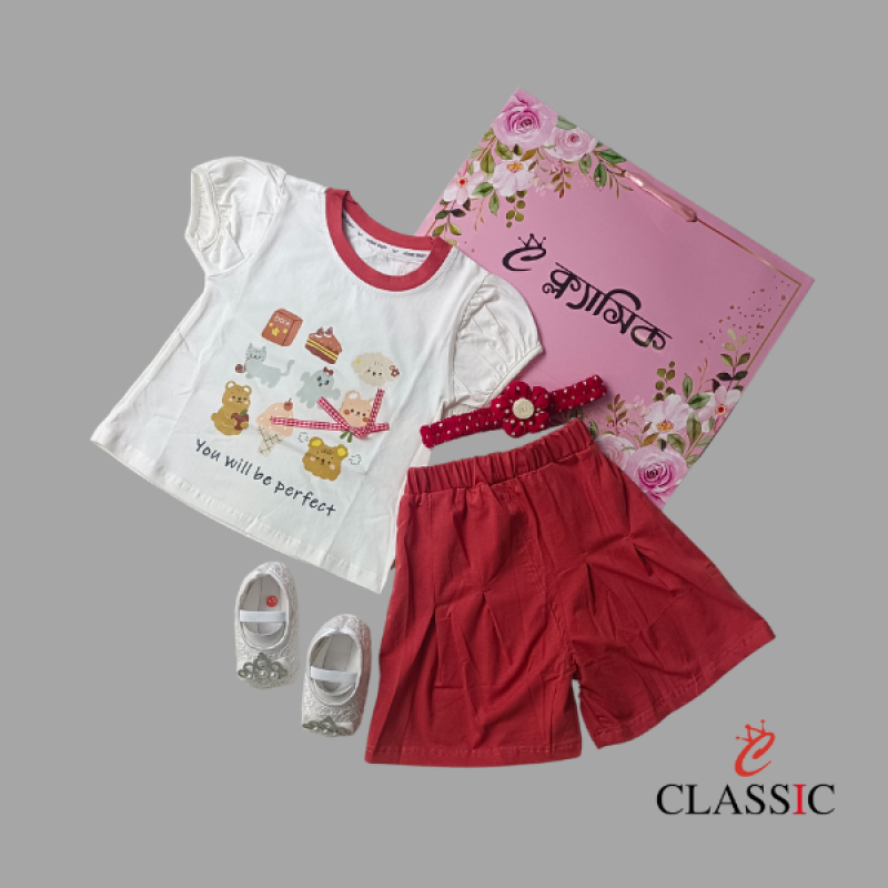 Maroon Color Baby Set for Girl's